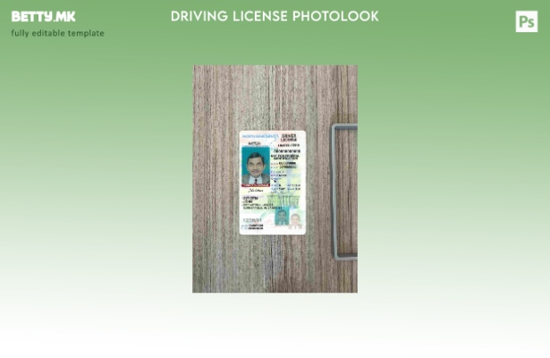 Возачка дозвола во модерен стил САД Северна Каролина под шаблон photolook FRONT